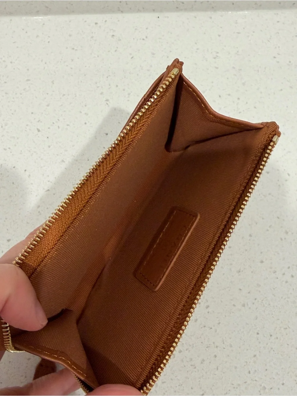 Quilted Zip Card Case - Brown